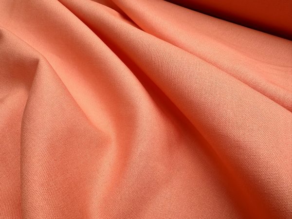 Classic Linen Cotton Blend Plain Fabric Material Lightweight Home Decor Bedding Clothes Curtains - 140cm wide - Peach Pink - Image 2