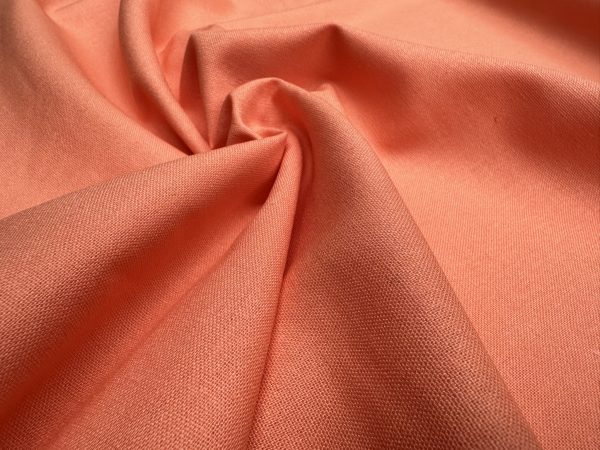 Classic Linen Cotton Blend Plain Fabric Material Lightweight Home Decor Bedding Clothes Curtains - 140cm wide - Peach Pink