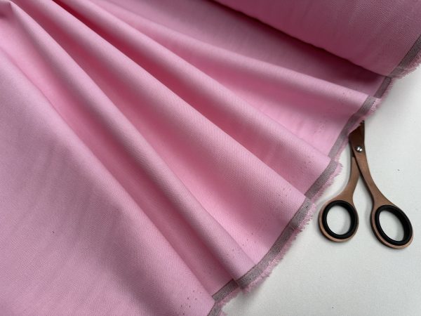 Classic Linen Cotton Blend Plain Fabric Material Lightweight Home Decor Bedding Clothes Curtains - 140cm wide - Pink - Image 2