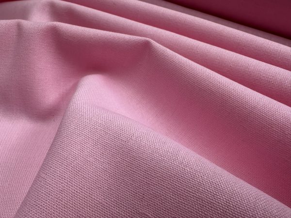 Classic Linen Cotton Blend Plain Fabric Material Lightweight Home Decor Bedding Clothes Curtains - 140cm wide - Pink - Image 3
