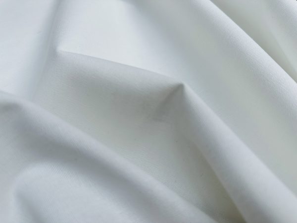 Classic Linen Cotton Blend Plain Fabric Material Lightweight Home Decor Bedding Clothes Curtains - 140cm wide - Pure White