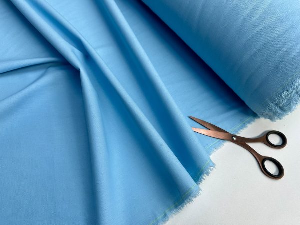 Classic Linen Cotton Blend Plain Fabric Material Lightweight Home Decor Bedding Clothes Curtains - 140cm wide - Sky Blue - Image 2