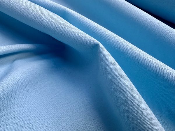 Classic Linen Cotton Blend Plain Fabric Material Lightweight Home Decor Bedding Clothes Curtains - 140cm wide - Sky Blue