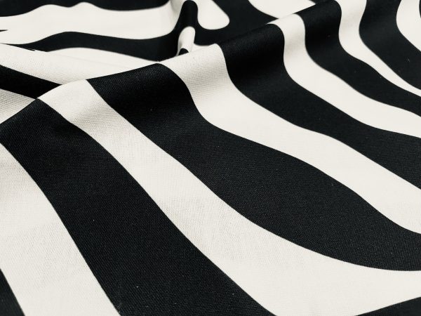 XL Zebra Spine Print Fabric Animal Stripes Cotton Furnishing Curtain Upholstery Home Decor Material - 55"/140cm Wide - Black & White - Image 3
