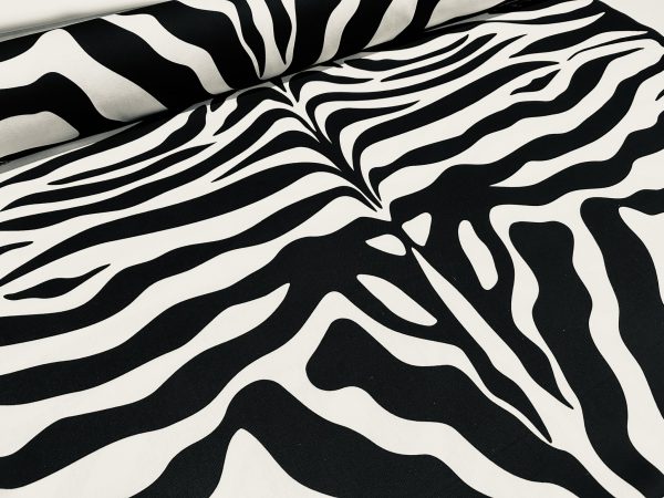XL Zebra Spine Print Fabric Animal Stripes Cotton Furnishing Curtain Upholstery Home Decor Material - 55"/140cm Wide - Black & White