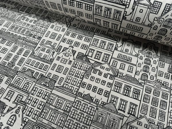 Houses Fabric Holland Village Print Linen Look Home Decor Curtain Upholstery Material - 55" or 140cm Wide Canvas - Image 7