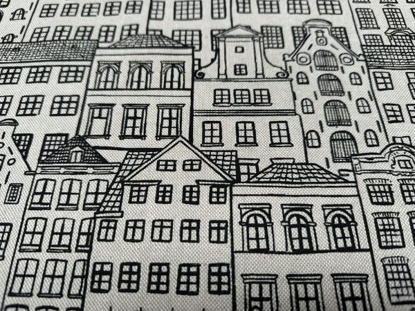 Houses Fabric Holland Village Print Linen Look Home Decor Curtain Upholstery Material - 55" or 140cm Wide Canvas - Image 3