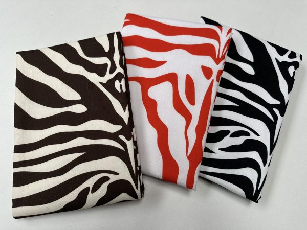 Zebra Spine Print Fabric Animal Stripes Black Red Brown Cotton Furnishing Curtain Upholstery Home Decor Material - 55"/140cm Wide
