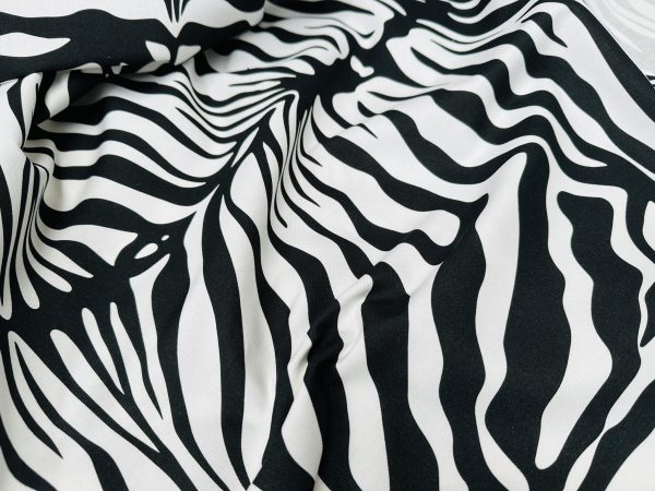 Zebra Spine Print Fabric Animal Stripes Cotton Furnishing Curtain Upholstery Home Decor Material - 55"/140cm Wide - Black & White - Image 4