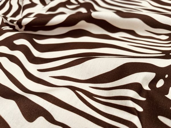 Zebra Spine Print Fabric Animal Stripes Cotton Furnishing Curtain Upholstery Home Decor Material - 55"/140cm Wide - Brown & Cream - Image 7