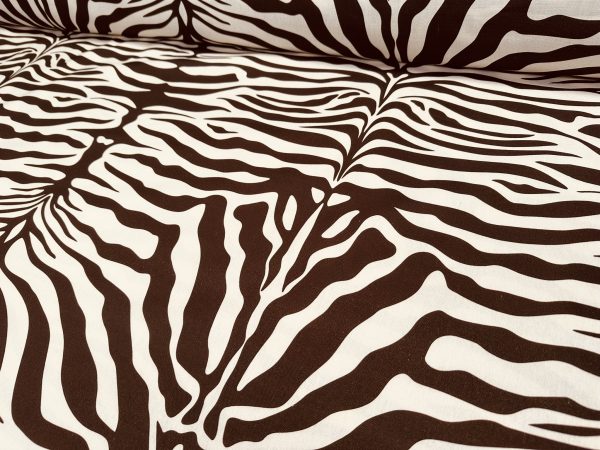 Zebra Spine Print Fabric Animal Stripes Cotton Furnishing Curtain Upholstery Home Decor Material - 55"/140cm Wide - Brown & Cream - Image 2