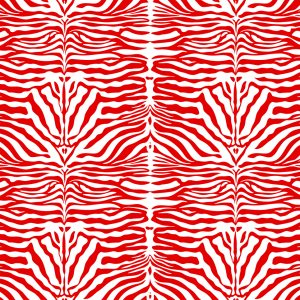 Zebra Spine Print Fabric Animal Stripes Cotton Furnishing Curtain Upholstery Home Decor Material - 55"/140cm Wide - Red & White