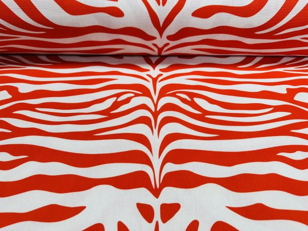 Zebra Spine Print Fabric Animal Stripes Black Red Brown Cotton Furnishing Curtain Upholstery Home Decor Material - 55"/140cm Wide - Image 3
