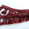 Fringe Tassel Trim Garland Bobble Ribbon Tape with Tassels for curtains fabric craft - 15 colours - any length - Burgundy Red