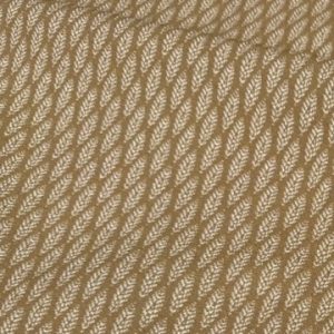 Woven Leaf Jacquard Upholstery Fabric – Mustard & Cream Scandi Linen Cotton Blend for Home Decor Cushions Curtains - 140cm Wide