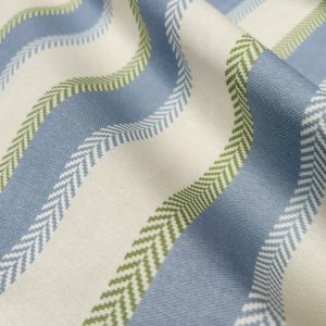 Chevron Stripes Fabric Herringbone Cream Stripe Design for Home Decor Upholstery Curtains Cushions Table Runners – 55" or 140cm Wide - Blue