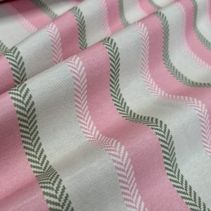 Chevron Stripes Fabric Herringbone Cream Stripe Design for Home Decor Upholstery Curtains Cushions Table Runners – 55" or 140cm Wide - Pink