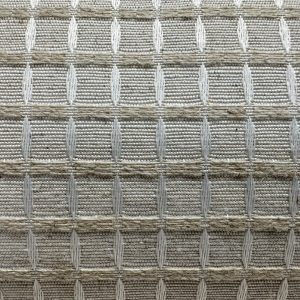 Textured Grid Weave Upholstery Fabric Linen Look Raised Check / Waffle Style Jacquard Neutral Beige – 110" or 280cm EXTRA Wide