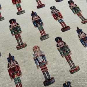 Nutcracker Tapestry Fabric – Christmas Soldiers Upholstery Gobelin Material – Festive Cushion, Curtains & Craft Fabric – 140cm or 55 " Wide