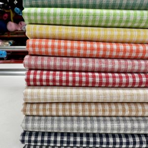 Mini Gingham Linen Fabric Light Cotton Material Cute White Plaid Grid Home Decor, Dressmaking - 59" or 150cm wide