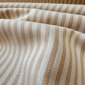 5mm Herringbone Ticking Stripe Fabric Linen Look Cushion Material Striped Cream Lines Home Decor Dressmaking - 129" or 328cm Wide - Honey