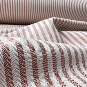 5mm Herringbone Ticking Stripe Fabric Linen Look Cushion Material Striped Cream Lines Home Decor Dressmaking - 129" or 328cm Wide - Terracotta