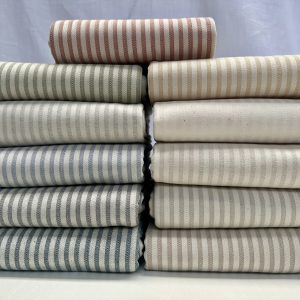 5mm Herringbone Ticking Stripe Fabric Linen Look Cushion Material Striped Cream Lines Home Decor Dressmaking - 129" or 328cm Wide