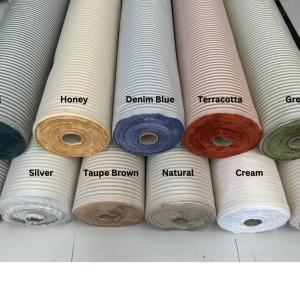 5mm Herringbone Ticking Stripe Fabric Linen Look Cushion Material Striped Cream Lines Home Decor Dressmaking - 64" or 164cm Wide