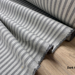5mm Herringbone Ticking Stripe Fabric Linen Look Cushion Material Striped Cream Lines Home Decor Dressmaking - 64" or 164cm Wide - Dark Grey