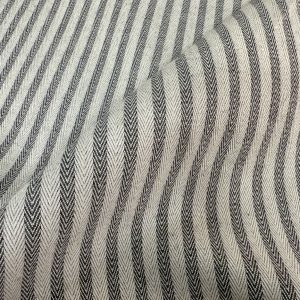 5mm Herringbone Ticking Stripe Fabric Linen Look Cushion Material Striped Cream Lines Home Decor Dressmaking - 118" or 300cm Wide - Dark Grey