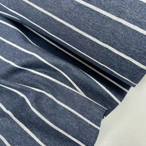 Striped Navy Blue Denim Fabric Collection Home Decor Upholstery Curtains Clothing Material - 140cm or 55" Wide