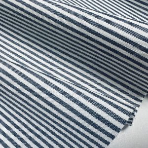 Striped Navy Blue & White Denim Fabric Collection Home Decor Upholstery Curtains Clothing Material - 140cm or 55" Wide