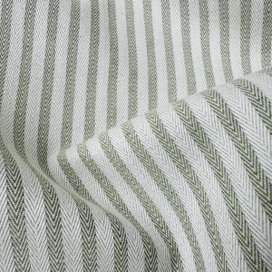 5mm Herringbone Ticking Stripe Fabric Linen Look Cushion Material Striped Cream Lines Home Decor Dressmaking - 129" or 328cm Wide - Green