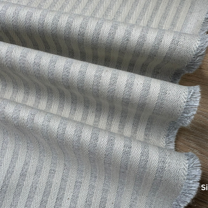 5mm Herringbone Ticking Stripe Fabric Linen Look Cushion Material Striped Cream Lines Home Decor Dressmaking - 64" or 164cm Wide - Silver
