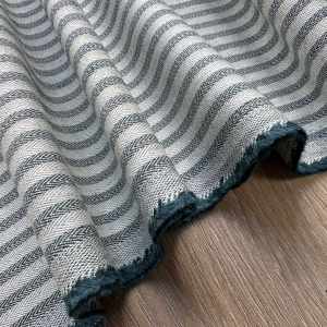 5mm Herringbone Ticking Stripe Fabric Linen Look Cushion Material Striped Cream Lines Home Decor Dressmaking - 64" or 164cm Wide - Teal