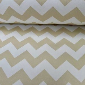 Chevron Zigzag Cotton Fabric Geometric Curtain Upholstery Cushion Craft Material Home Decor – 57" / 145cm Wide - Beige