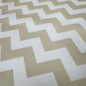 Chevron Zigzag Cotton Fabric Geometric Curtain Upholstery Cushion Craft Material Home Decor – 114" / 290cm Extra Wide - Beige