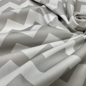 Chevron Zigzag Cotton Fabric Geometric Curtain Upholstery Cushion Craft Material Home Decor – 114" / 290cm Extra Wide - Grey