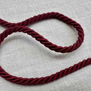 Twisted Piping Cord Rope Trim for Home Decor – Pillow Cushion Curtains & Upholstery Edging – 7mm Wide – Any Length - Dark Maroon