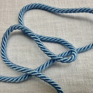 Twisted Piping Cord Rope Trim for Home Decor – Pillow Cushion Curtains & Upholstery Edging – 7mm Wide – Any Length - Light Blue