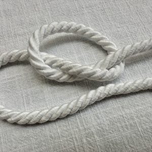 Twisted Piping Cord Rope Trim for Home Decor – Pillow Cushion Curtains & Upholstery Edging – 7mm Wide – Any Length - Matte White