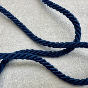 Twisted Piping Cord Rope Trim for Home Decor – Pillow Cushion Curtains & Upholstery Edging – 7mm Wide – Any Length - Navy Blue